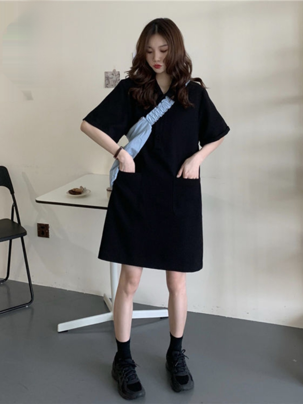 Korean Style A Line Shirt Dress - Abito a Linea A Taglie Grandi