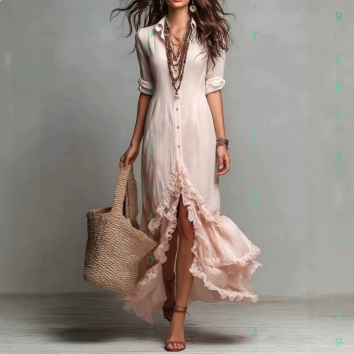 Casual Loose Linen Shirt Dress - Abito in cotone e lino con