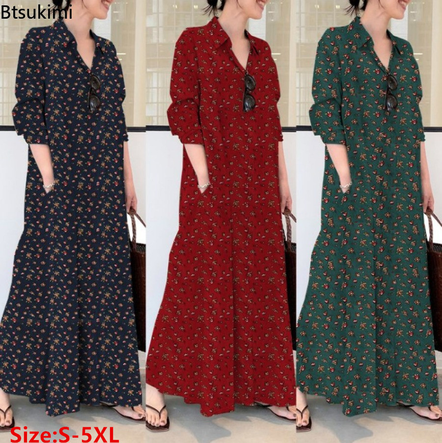 Casual Loose Linen Shirt Dress - Nuovo Abito Lungo da Donna con