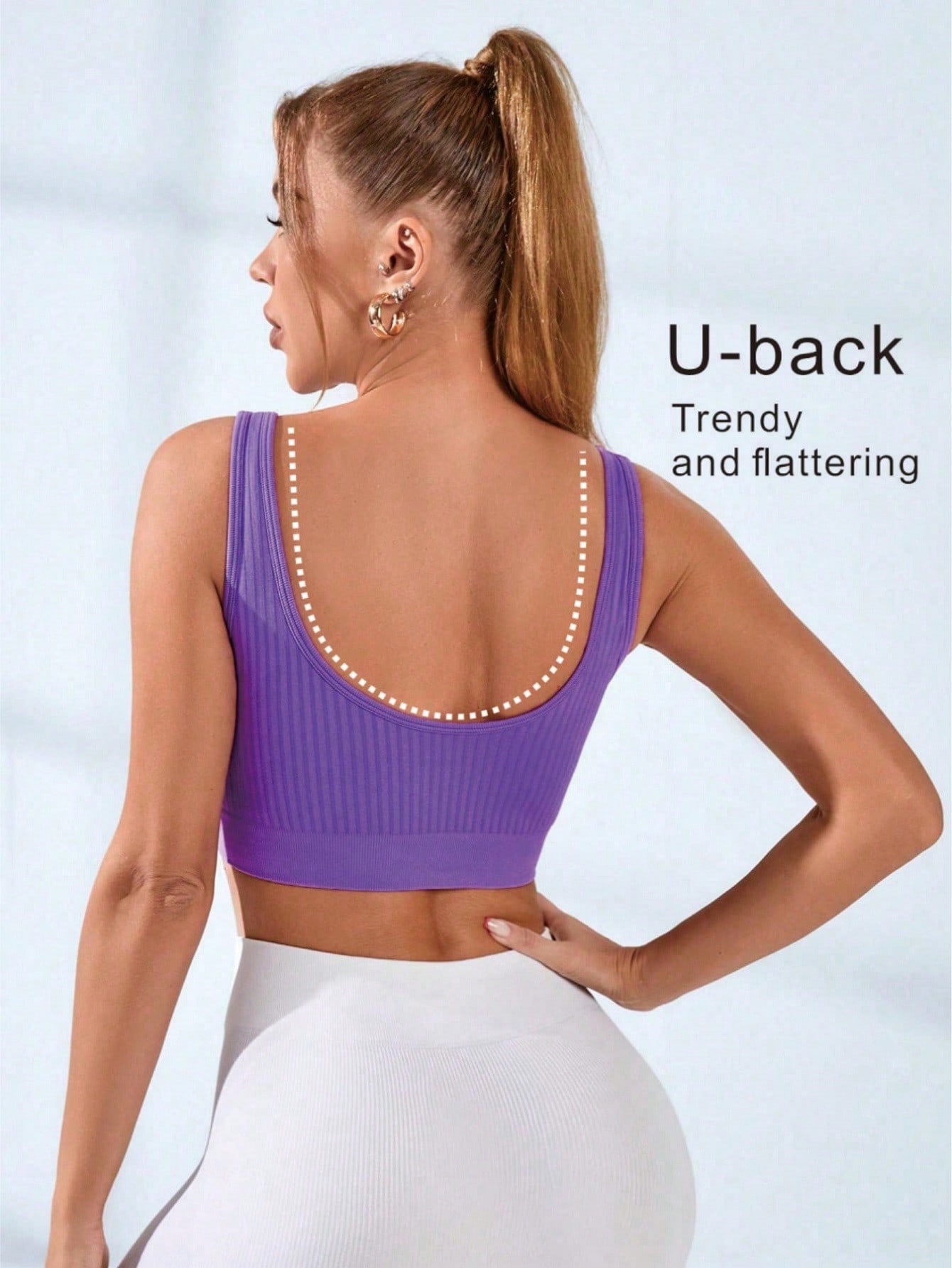 Seamless Ribbed Workout Tank Top - Reggiseno sportivo da donna a costine