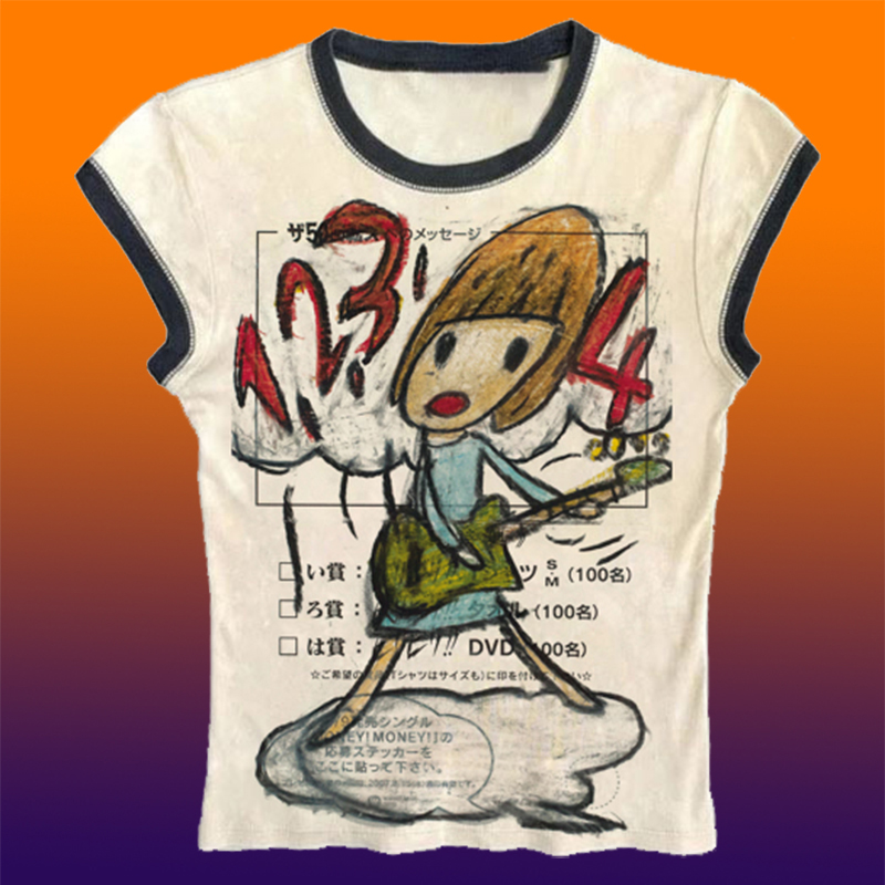 Y2K Graphic Baby Tee Crop - Y2K Abbigliamento popolare coreano Emo Summer