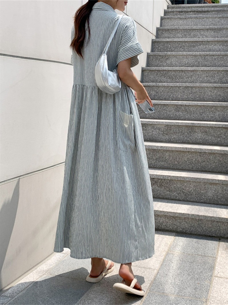 Abito chemisier a righe stile  - Korean Style A Line Shirt Dress recensione e prezzo