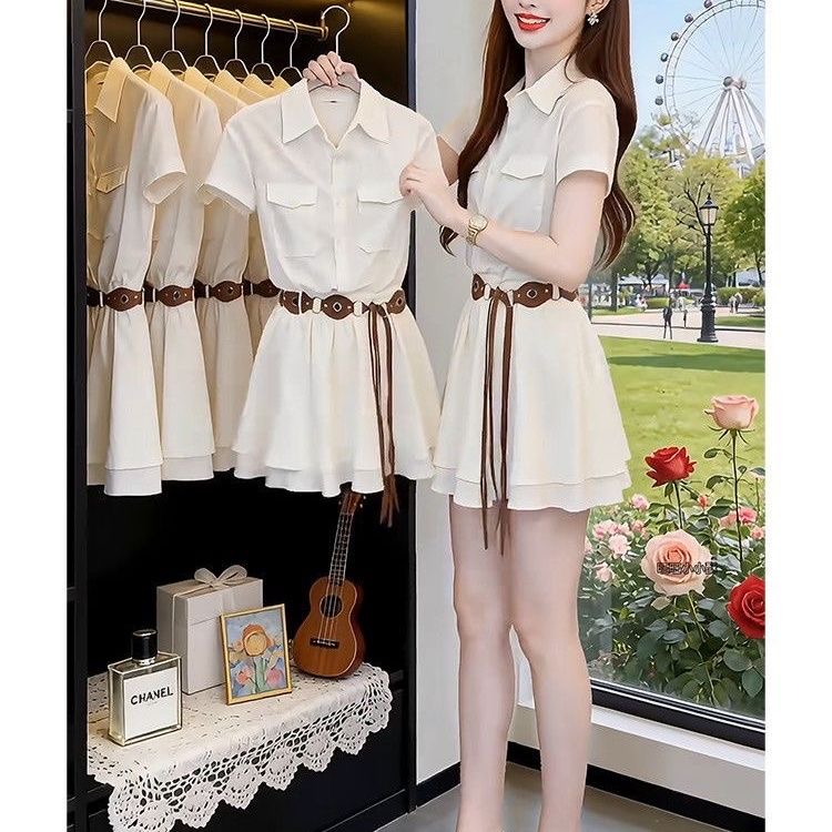 Abito chemisier a maniche cort - Korean Style A Line Shirt Dress recensione e prezzo