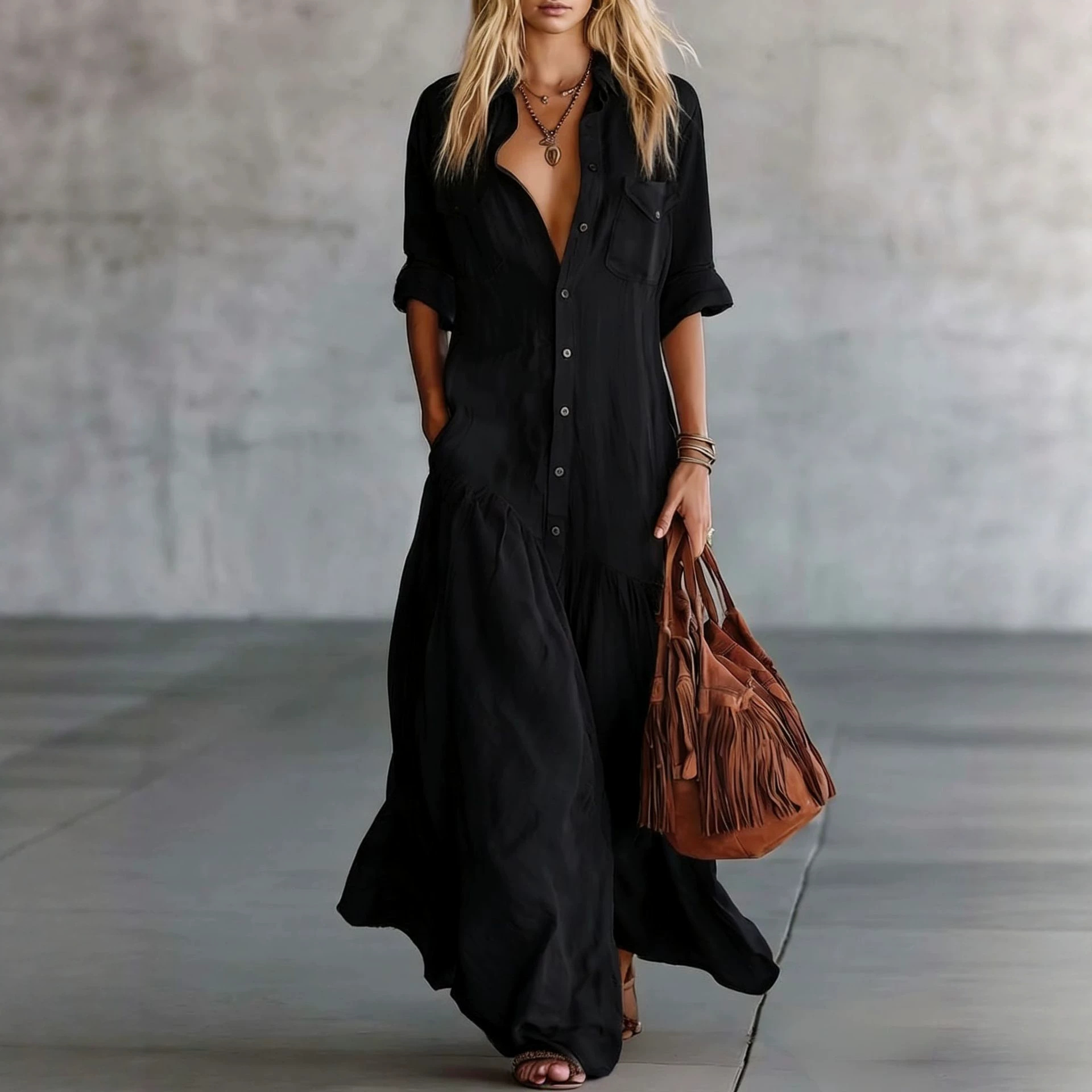Abito Camicia Lungo Estivo da  - Casual Loose Linen Shirt Dress recensione e prezzo