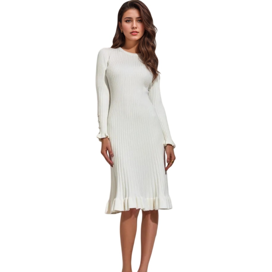 Abito aderente a maniche lungh - Bodycon Long Sleeve Ribbed Dress recensione e prezzo