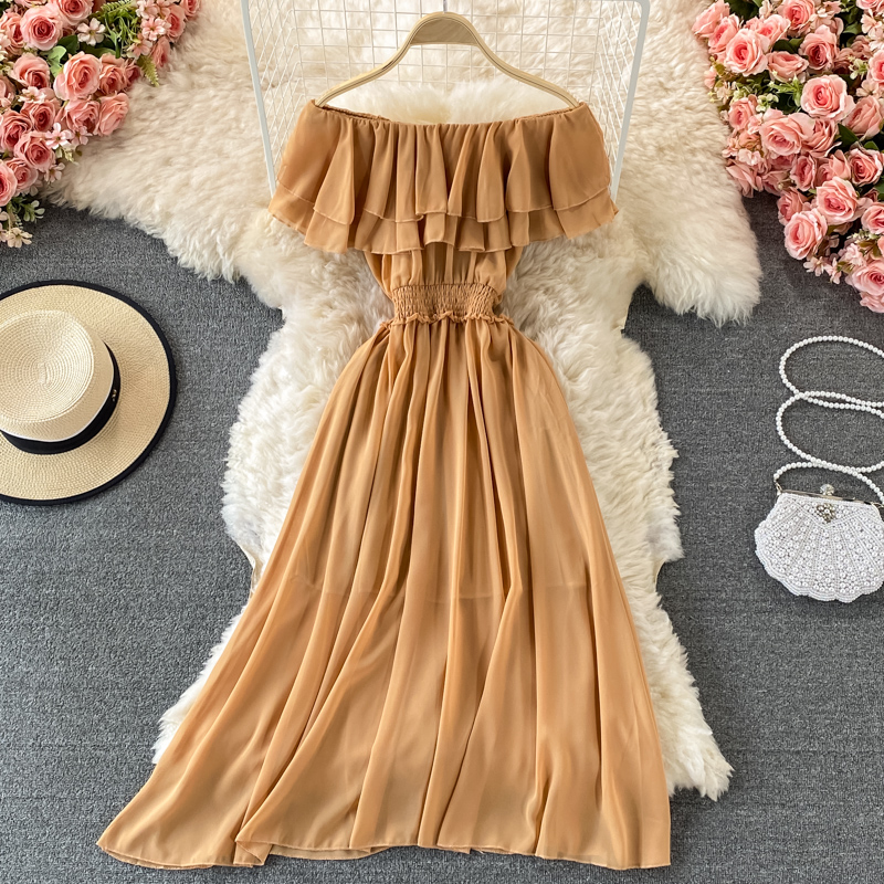 Abito da spiaggia da donna gia - Off Shoulder Puff Sleeve Sundress recensione e prezzo