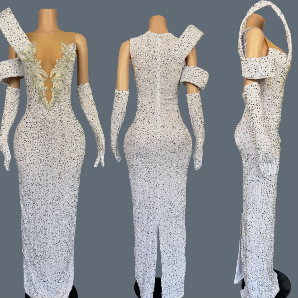 Abito Lungo Scintillante con S - Sparkly Rhinestone Club Party Dress recensione e prezzo
