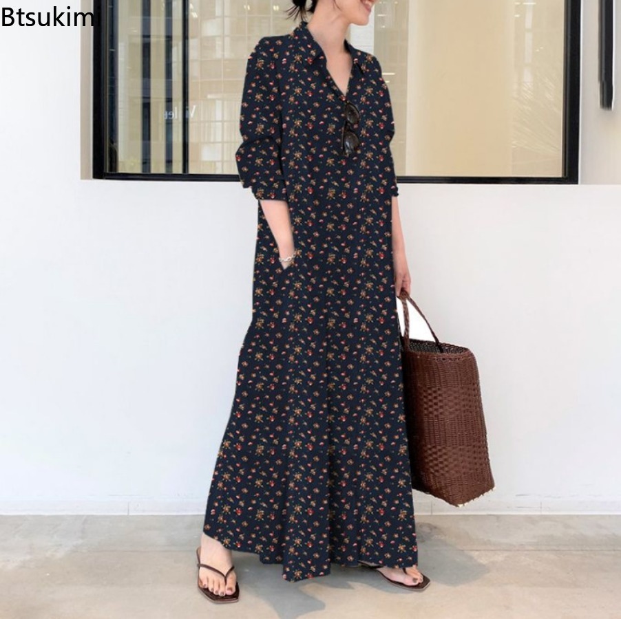 Nuovo Abito Lungo da Donna con - Casual Loose Linen Shirt Dress recensione e prezzo
