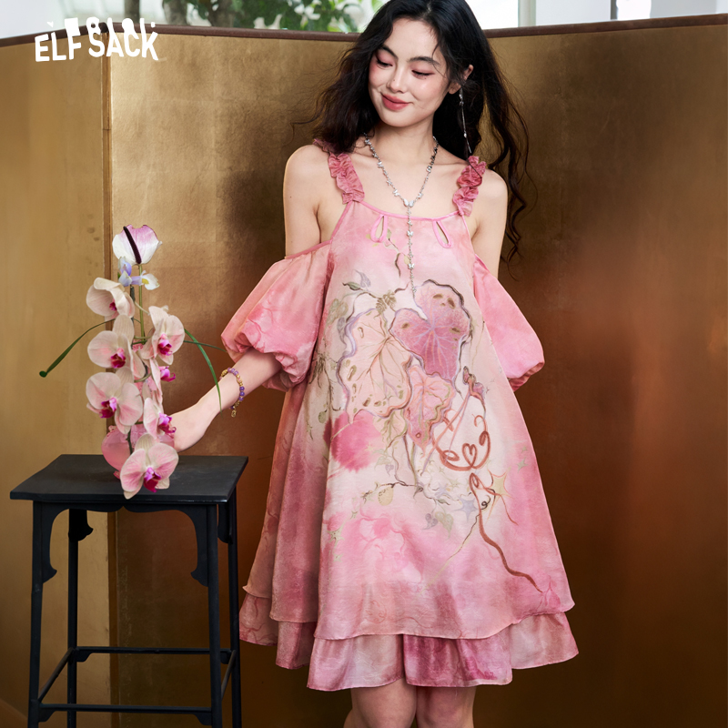 ELFSACK Abito da donna in chif - Off Shoulder Puff Sleeve Sundress recensione e prezzo