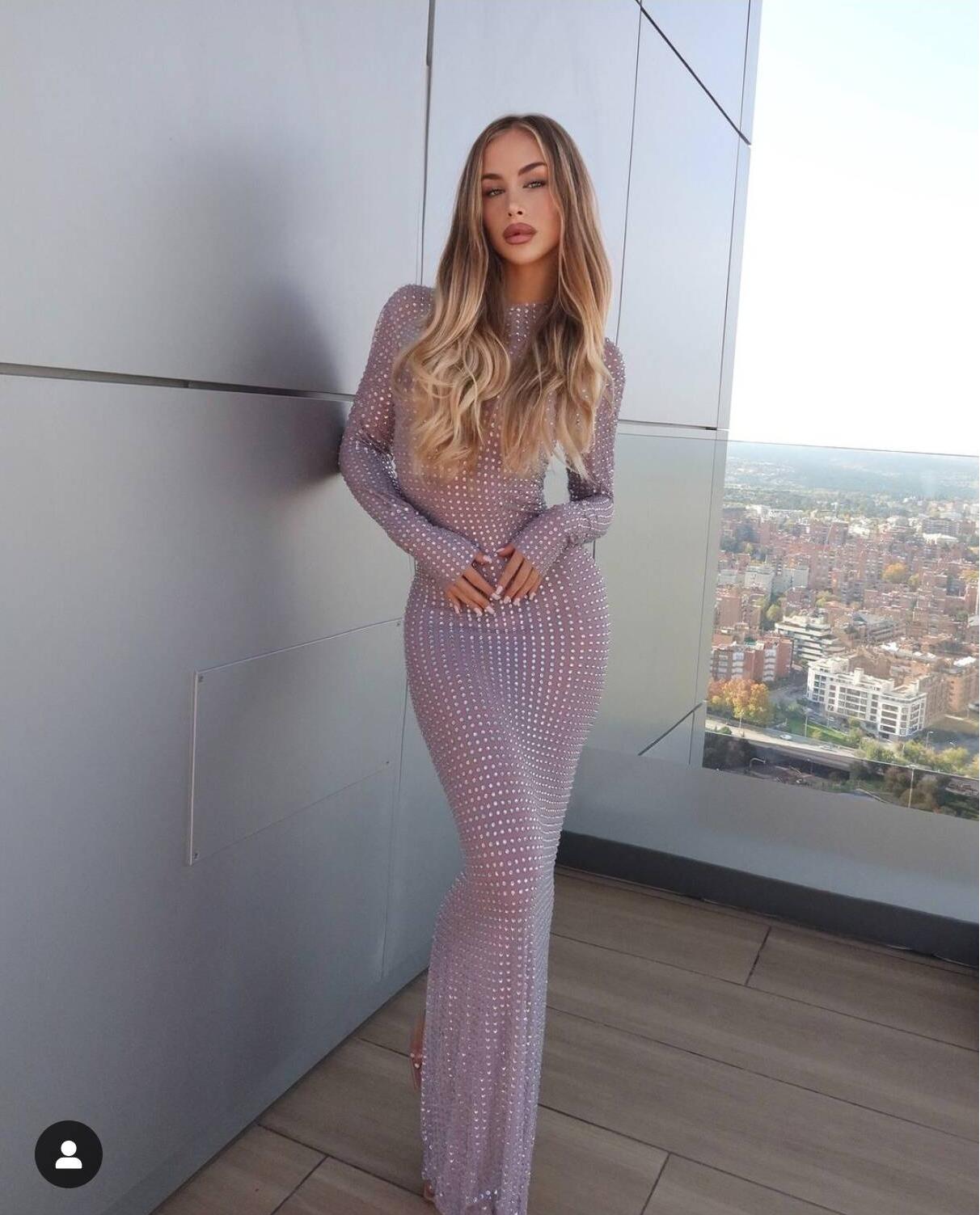 2025 Nuovo abito trasparente p - Sparkly Rhinestone Club Party Dress recensione e prezzo