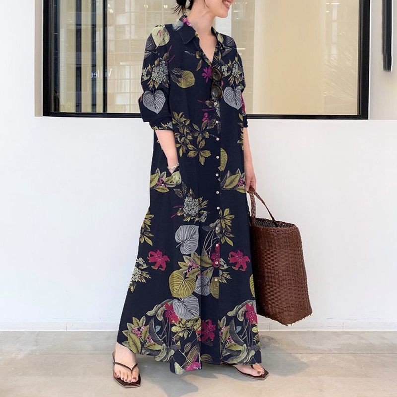 Autunno nuovo plus size casual - Casual Loose Linen Shirt Dress recensione e prezzo