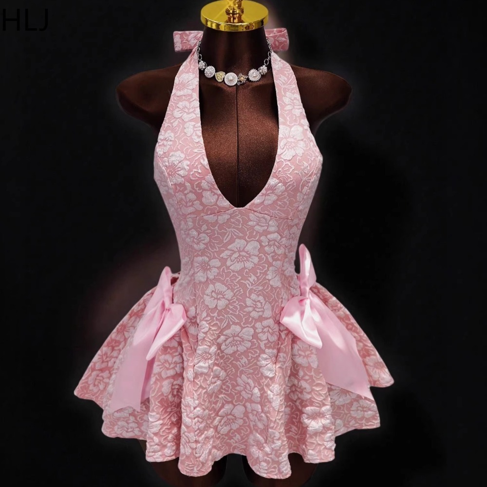 HLJ Y2K Abito Sexy Jacquard Pa - Y2K Backless Halter Mini Dress recensione e prezzo