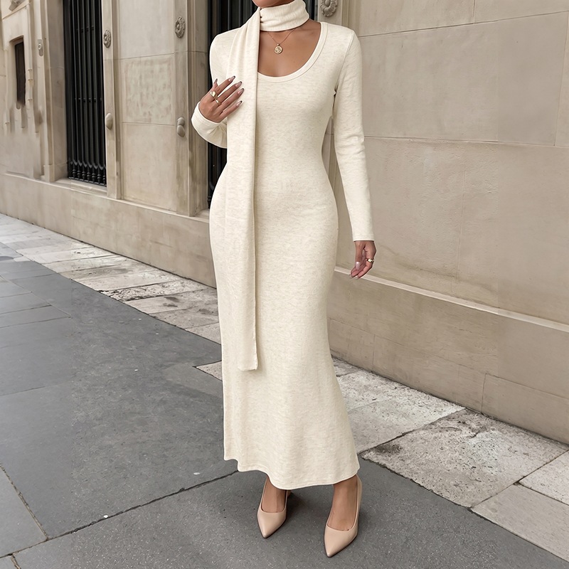 Abito lungo elegante da donna  - Bodycon Long Sleeve Ribbed Dress recensione e prezzo